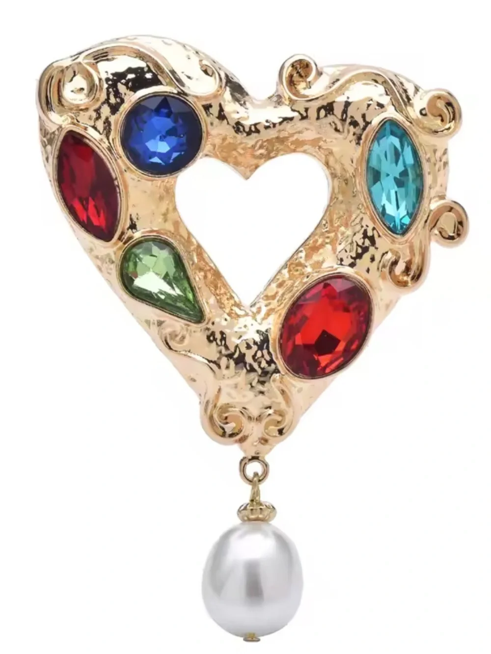 Charming Diamond Heart Gemstone Crystal Brooch